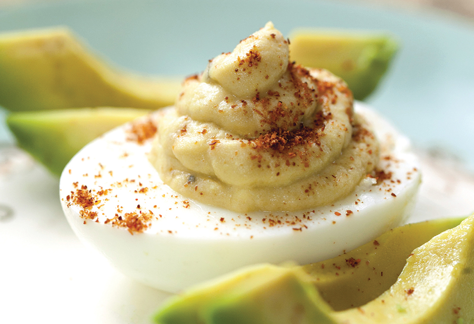 Deviled Eggs with Spicy Avocado Hummus