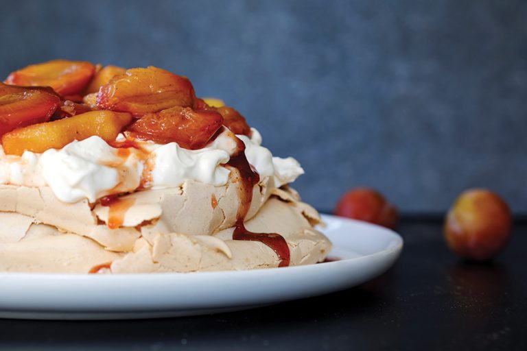 Ripe Peach Pavlova