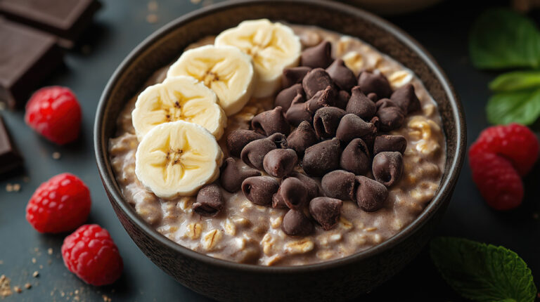 High Protein Chocolate Banana Overnight Oats
